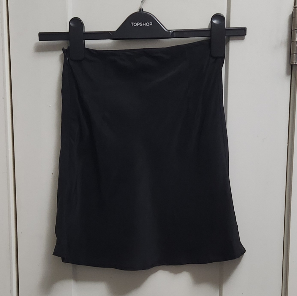 Bandier silk mini skirt size xxs in washed black